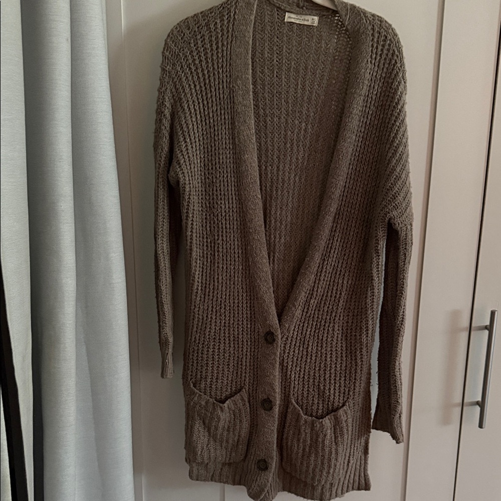 Abercrombie & Fitch Brown Chunky Knit Button-Front Cardigan